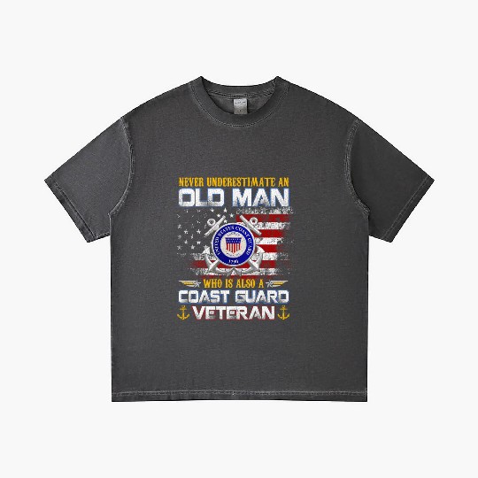 Never Underestimate Old Man US Coast Guard Veteran Gradient T Shirts
