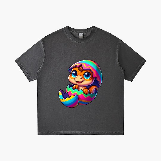 Cute Dino hatching from colorful Easter egg Gradient T Shirts