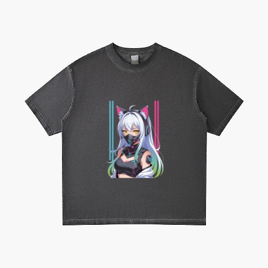 Futuristic Cyberpunk Girl Gradient T Shirts