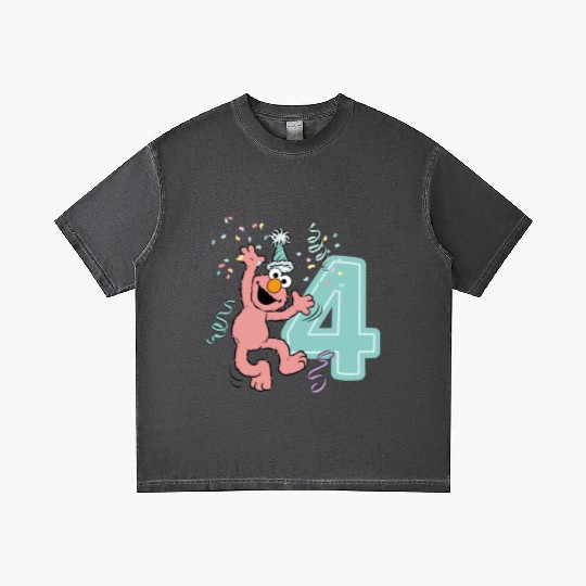 Sesame Street Birthday Design With Elmo 4 Years Gradient T Shirts