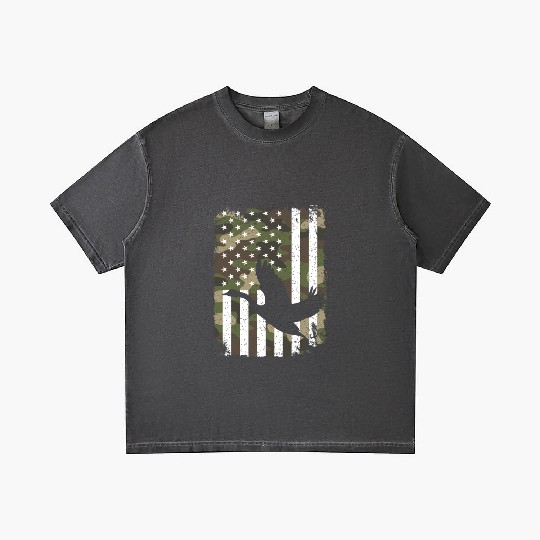 Goose Hunting Camo US Flag For Hunter Camouflage Gradient T Shirts
