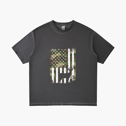 Deer Buck Hunting Camo US Flag Hunter Camouflage Gradient T Shirts