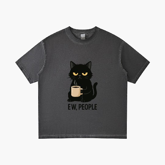Grumpy Black Cat Coffee Lover – "EW, PEOPLE" Gradient T Shirts