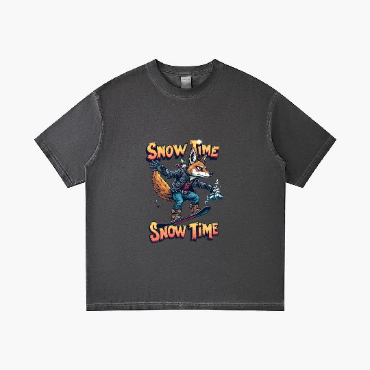 Snow Time Snowboarding Fox Adventure Artwork Gradient T Shirts
