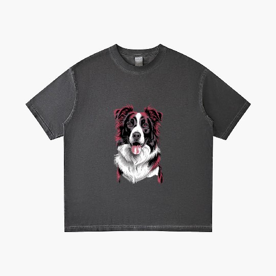 Border Collie Portrait in Vibrant Detail for Dog Gradient T Shirts