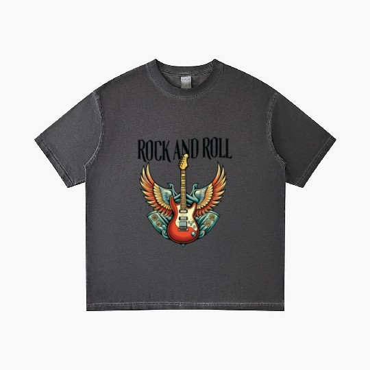 Vintage Retro 80s Rock Roll Music Guitar Wing Gradient T Shirts