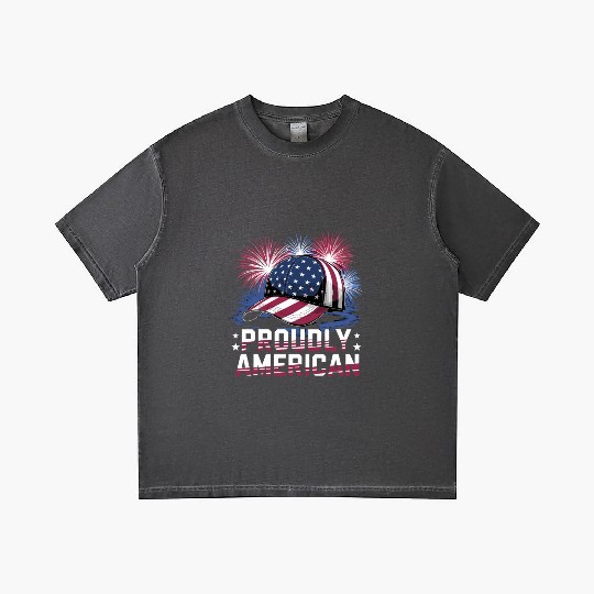 Proudly American Hat With Fireworks and Stars Gradient T Shirts