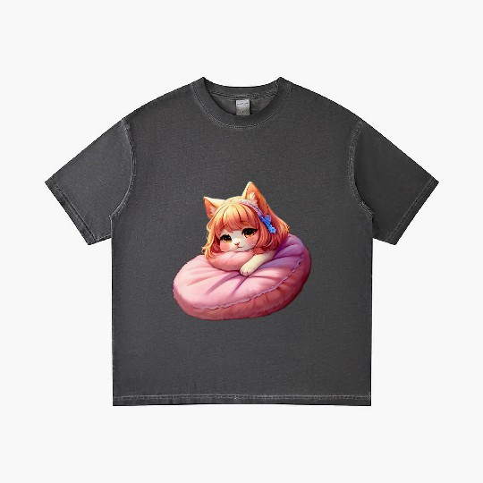 Neko Snoozing Under Sakura Gradient T Shirts