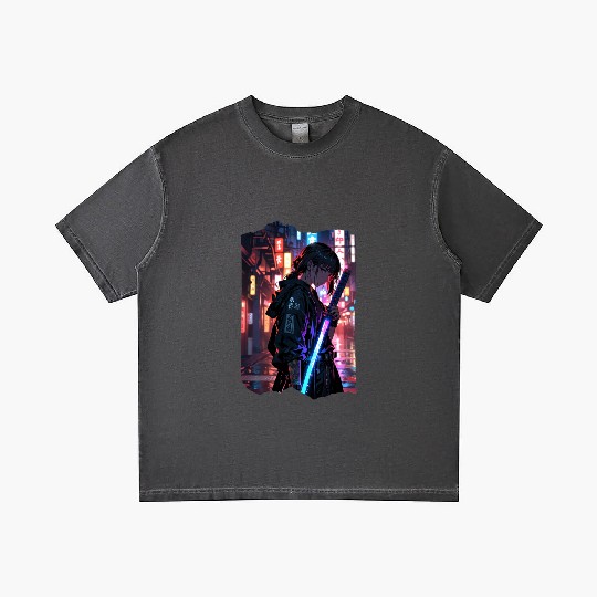 Cyberpunk Samurai Girl Gradient T Shirts