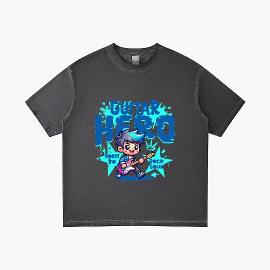 Guitar Hero Kid – Cute Rock Star Cartoon Gradient T Shirts | Bor