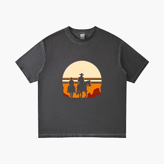 Western Riders: Sunset Silhouette Gradient T Shirts