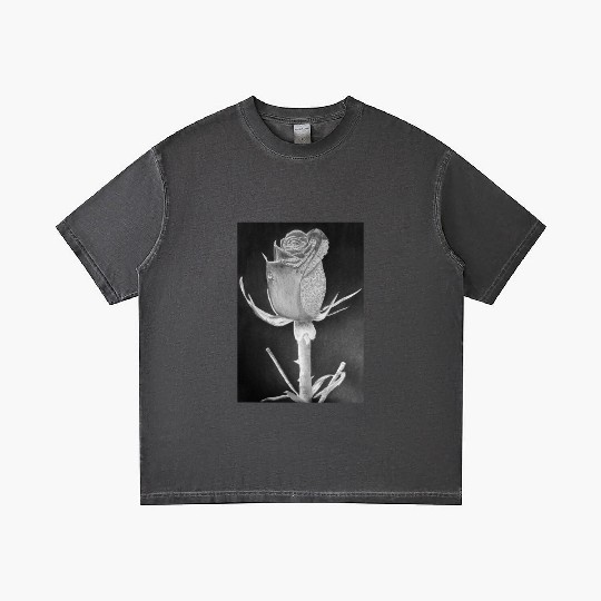 Realistic Graphite Rose & Dew Drawing - RT Art © Gradient T Shirts