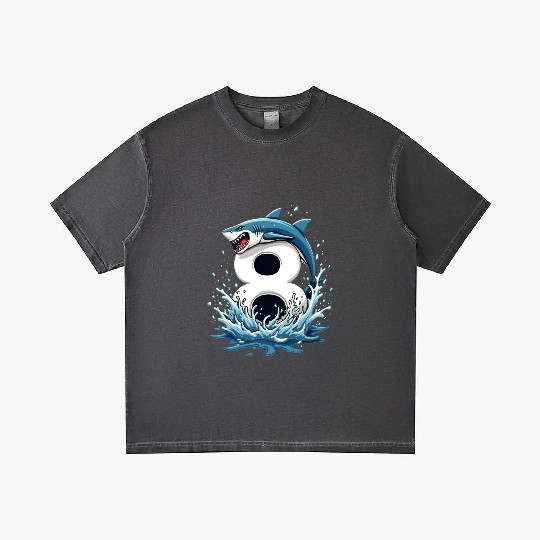 Shark Children Birthday Number 8 Splash Gradient T Shirts