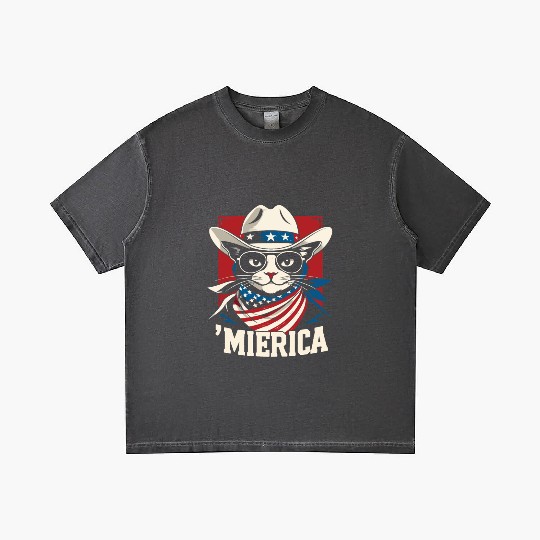 Funny Patriotic USA Pride 'Merica Cat Lovers Gradient T Shirts