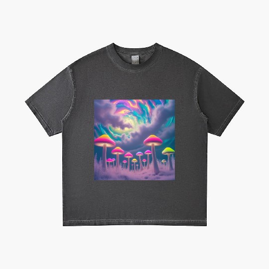 Neon Mushroom Forest – Psychedelic Minimalist Gradient T Shirts