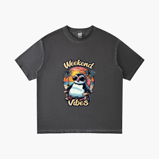 Weekend Vibes – Cute Cartoon Penguin with Sunglass Gradient T Shirts