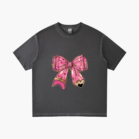 Valentine Teacher Coquette Bow Pencil Gradient T Shirts