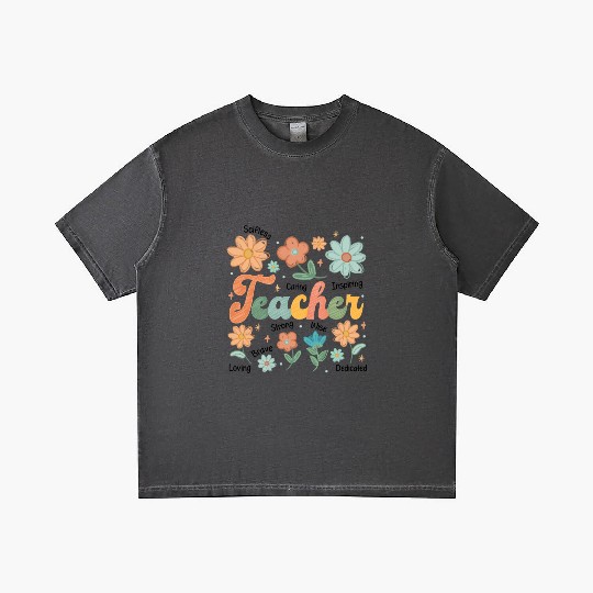 Teacher Wildflower Floral Teacher Gradient T Shirts