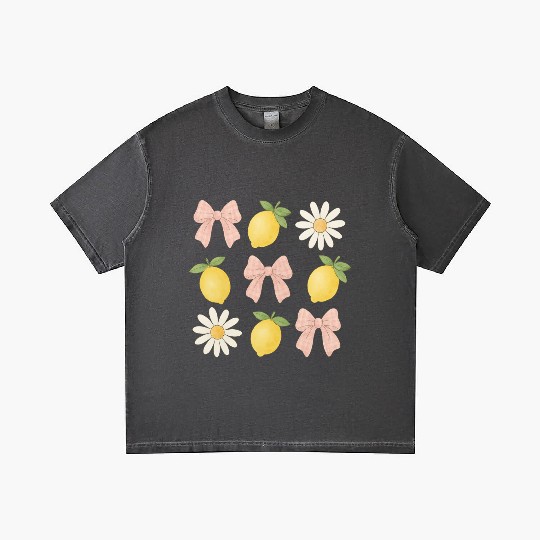 Lemon Bow Summer Vacation Gradient T Shirts