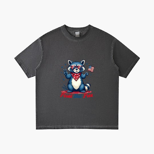 Feral But Free Funny Patriotic Raccoon 4th of july Gradient T Shirts