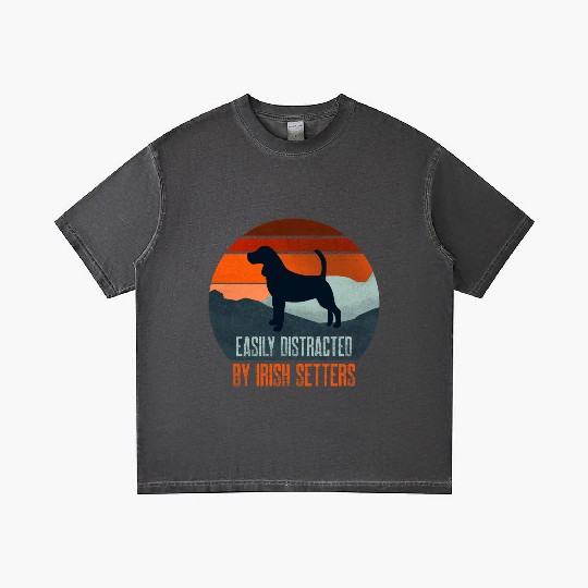 Easily Distracted By Irish Setters Dog Walking Gradient T Shirts