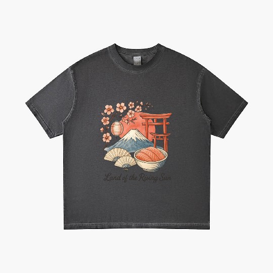 Japan Culture - Mount Fuji & Sakura Vintage Art Gradient T Shirts