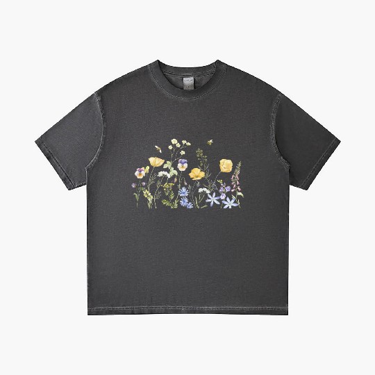"Wildflower Garden Botanical Illustration - Nature Gradient T Shirts