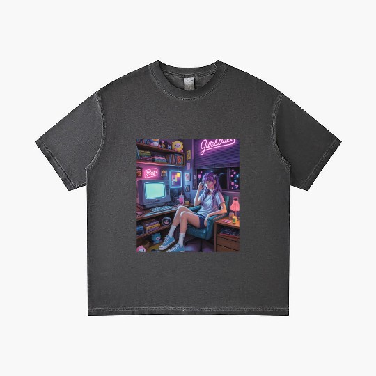 Y2K Gamer Girl Vibes – Retro Tech & Neon Room Aest Gradient T Shirts