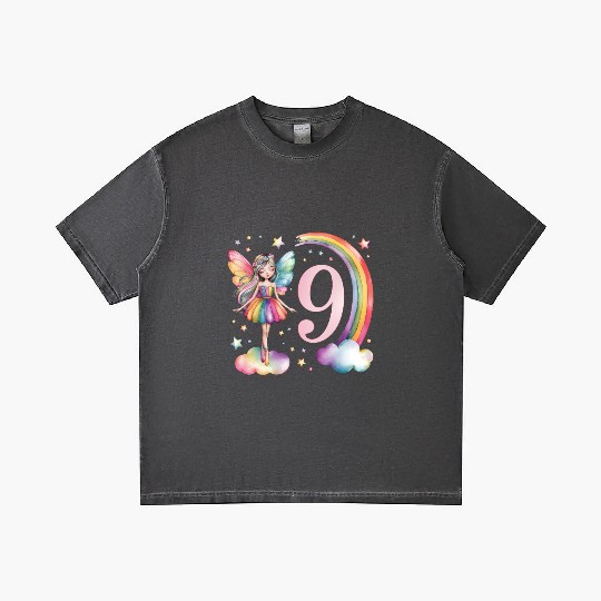 Magical Rainbow Fairy Elf 9th Birthday Girl Gradient T Shirts