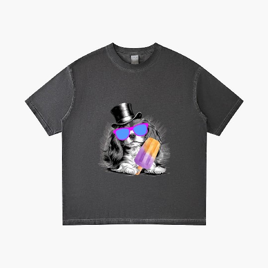Cavalier King Charles Spaniel with a popsicle Gradient T Shirts