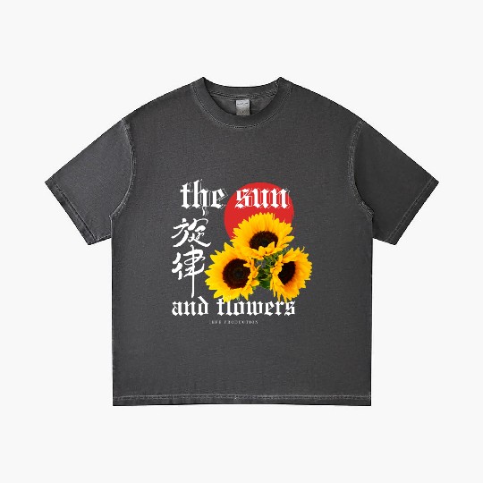 Japanese sun flower Dark Fantasy Gradient T Shirts Design