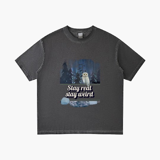 Stay Real Stay Weird – Forest Owl Gradient T Shirts