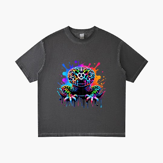 Neon Psychedelic Lizard Illustration Gradient T Shirts