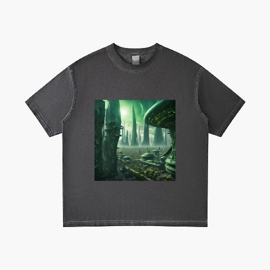 Futuristic Cityscape with Alien Planets Gradient T Shirts