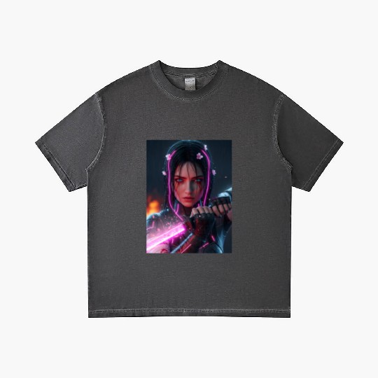 Cyberpunk Samurai Girl Gradient T Shirts