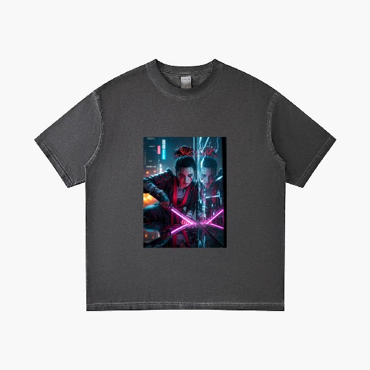 Cyberpunk Samurai Girl Gradient T Shirts