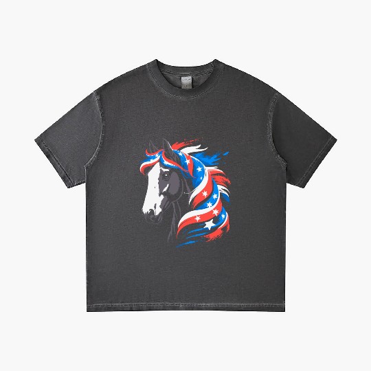 Patriotic Pony with Stars and Stripes Mane Gradient T Shirts