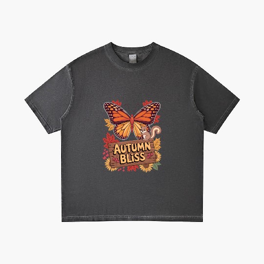 Autumn Bliss Butterfly Squirrel Leaves Fall Vibes Gradient T Shirts