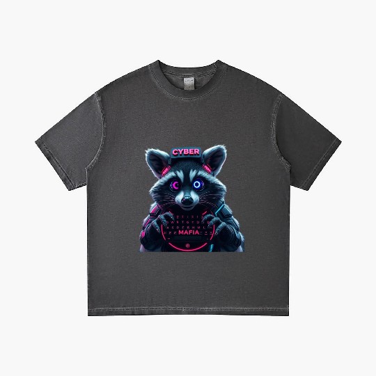 Cyber Raccoon with Neon Mafia Theme Gradient T Shirts