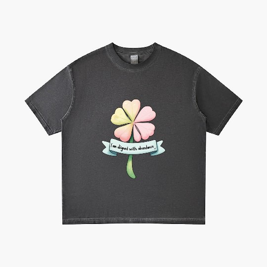 Four-Leaf Clover with Affirmation Banner Gradient T Shirts