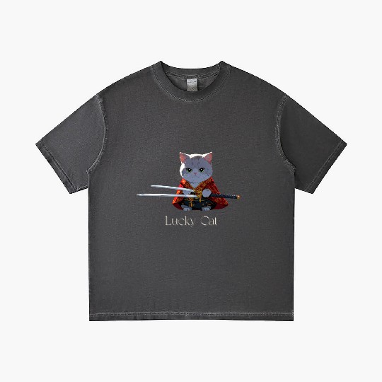 Mythic Warrior Cat with Swords Gradient T Shirts