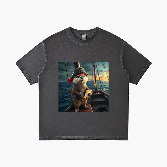 Pirate Otter Sailing Adventure Gradient T Shirts