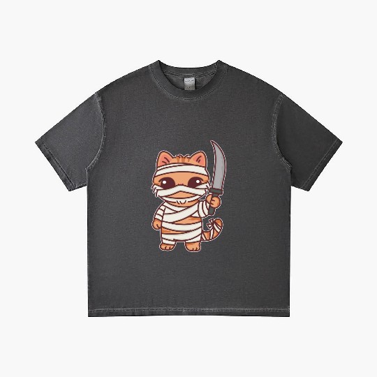 Mummy Cat Warrior Cartoon Design Gradient T Shirts