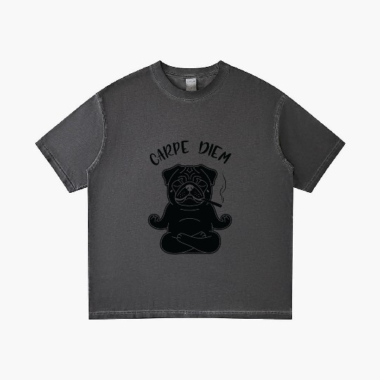 Meditative Pug with 'Carpe Diem' Text Gradient T Shirts