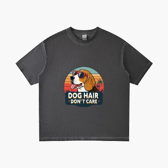 Humorous Dog Hair Don't Care Sunset Design Gradient T Shirts