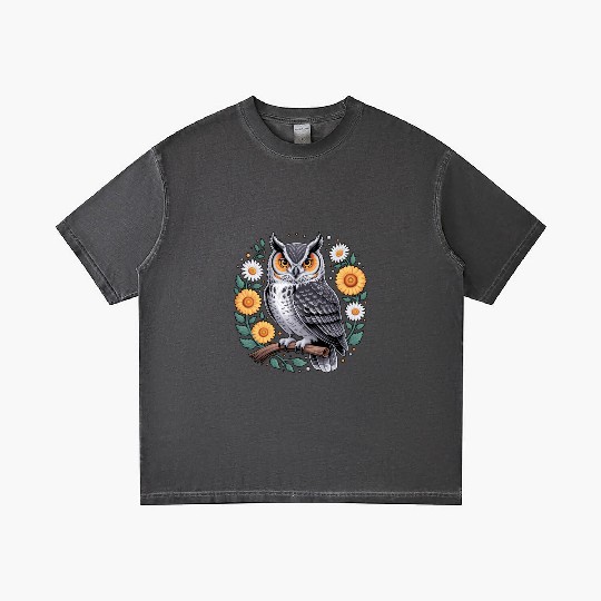 Floral Owl With Flowers And Blossoms Gradient T Shirts