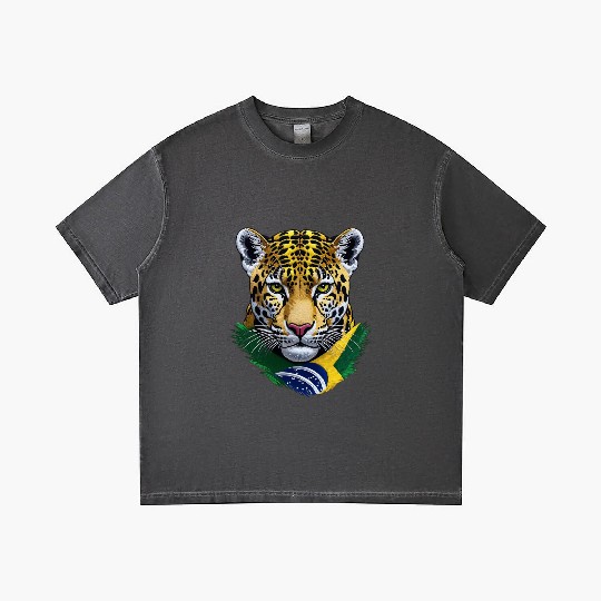 Brazil Jaguar Head Green Yellow Blue National Flag Gradient T Shirts