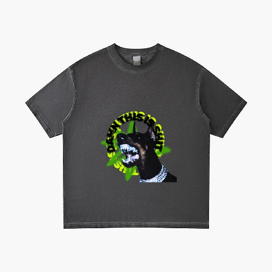 Aggressive Doberman with Spiked Text Gradient T Shirts