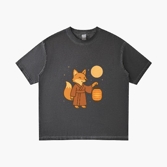 Cute Fox in Traditional Kimono with Lantern Gradient T Shirts