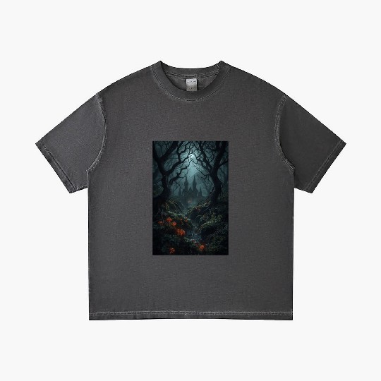 Enchanted Forest Castle Scene Gradient T Shirts